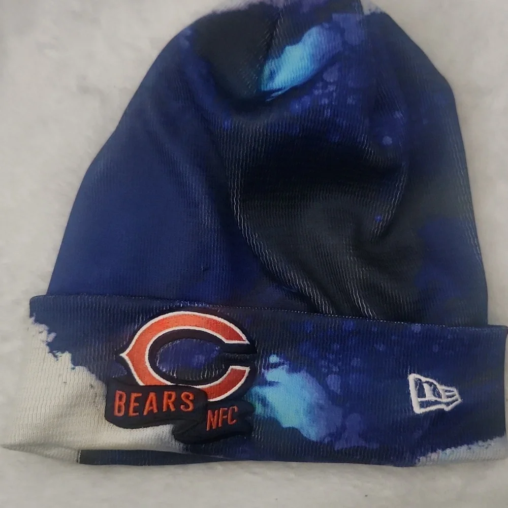 Chicago Bears Tye Dye Blue White And‎ Black Beanie